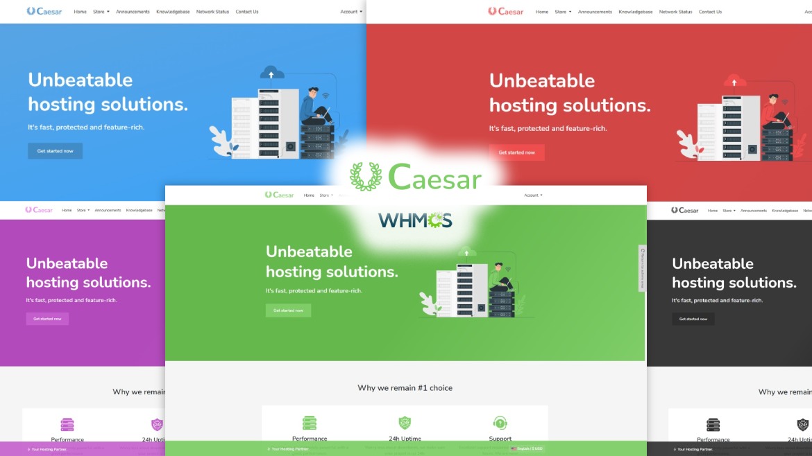 Caesar WHMCS Theme Preview