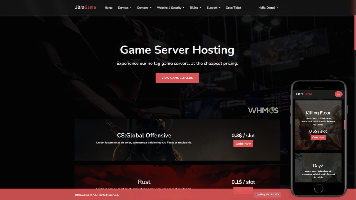 UltraGame WHMCS Theme