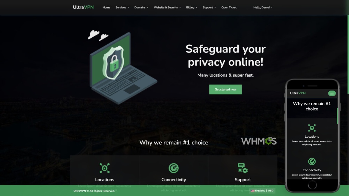 UltraVPN WHMCS Theme